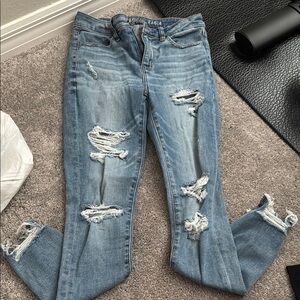 Women's Distressed Blue Jeans